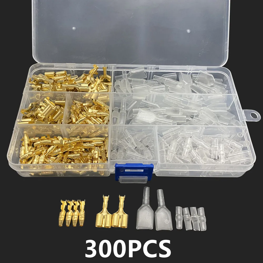 

300PCS/sets 4.0 bullet terminal car electrical wire connector diameter 4mm Male + Female 1 : 2 Transparent sheath