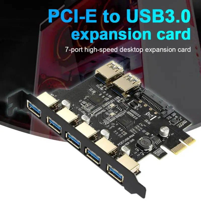 

USB PCIe адаптер 7 портов USB 3 концентратор USB 3,0 PCI-e Плата расширения для настольного ПК PCI E адаптер PCI Express USB3 контроллер