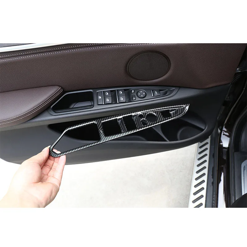 Car 4pcs Carbon Fiber Car Window Button Armrest Window Switch Cover Trim For BMW X5 F15 2014-2018 X6 F16 2015 2016 2017 2018 images - 6