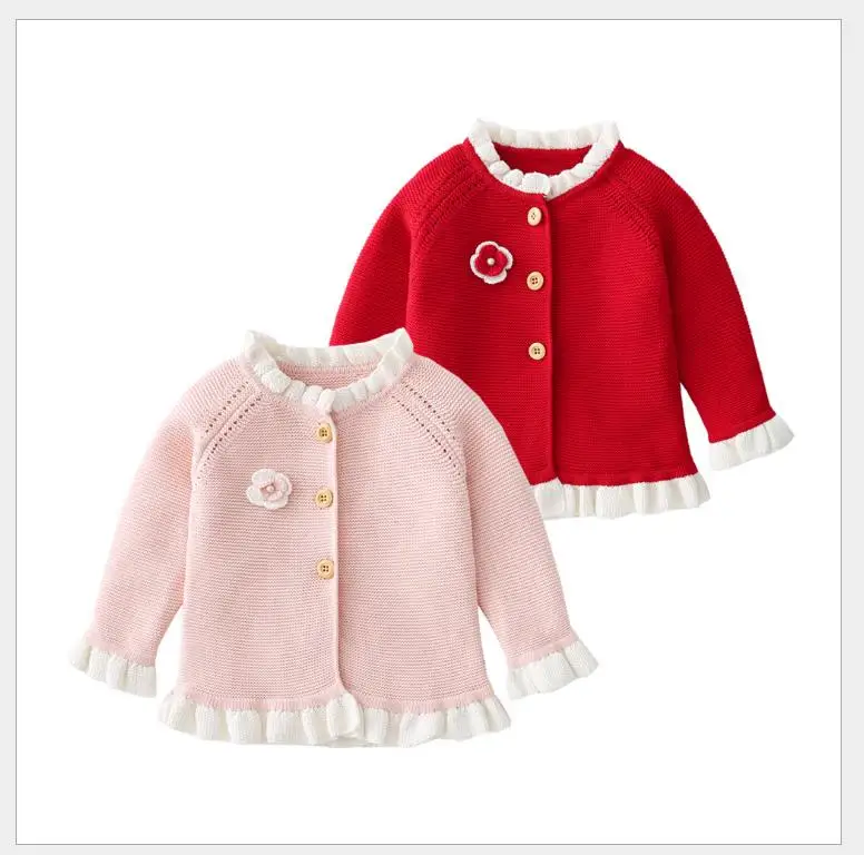 

Single-breasted cotton red cardigan for children