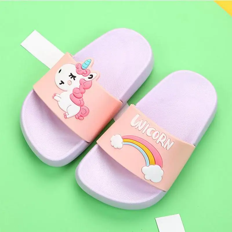 Тапочки с рисунком единорога для маленьких мальчиков и девочек детские летние