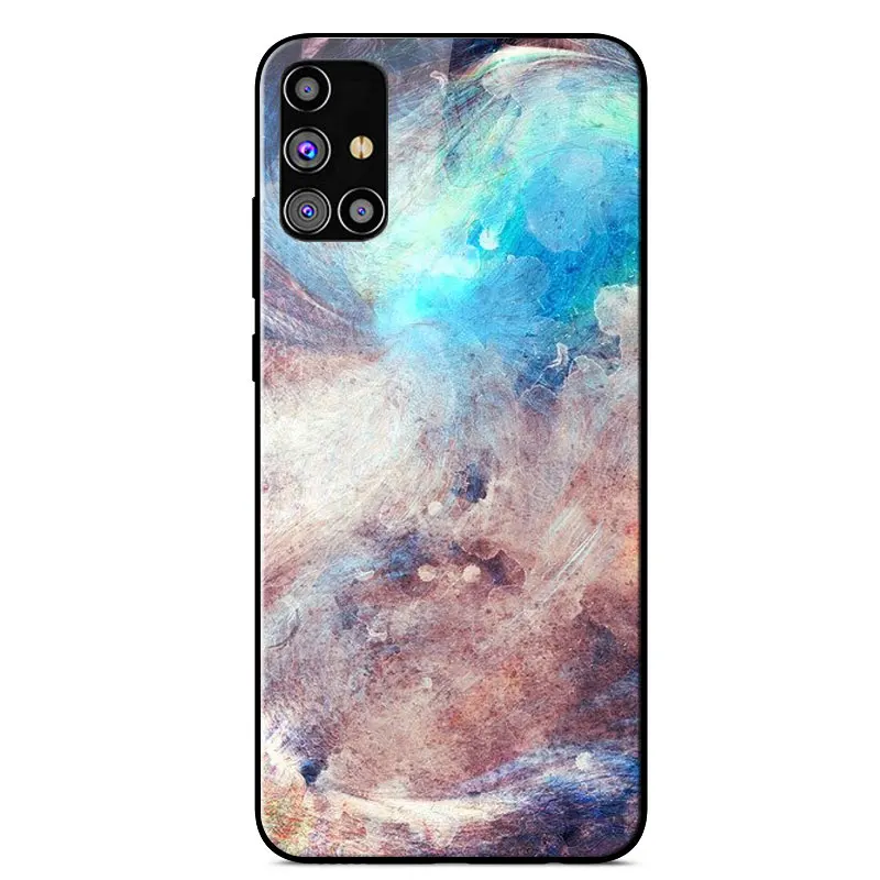 

Case For Samsung M31S Silicone Bumper Shockproof Phone Cover For Samsung Galaxy M31S 6.5 inch Painted Tempered Glass Hard Cases