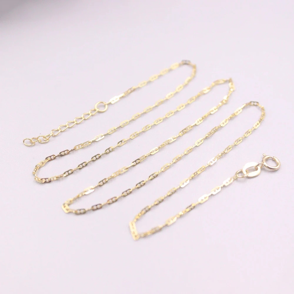 

Fine Pure Au 750 18k Yellow Gold Chain 1.1mmW Women Anchor Link Necklace 17inch 1.7-2g
