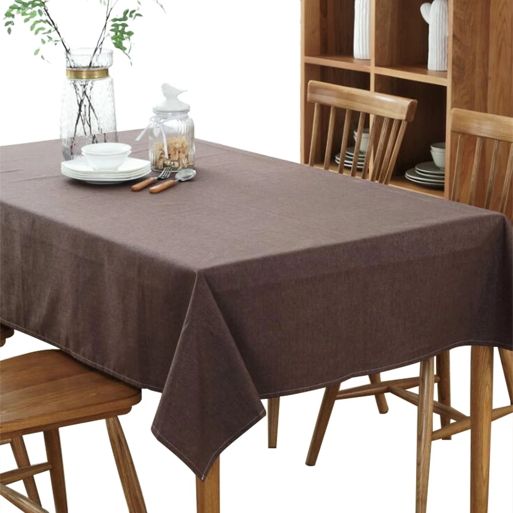 Разноцветная однотонная декоративная льняная скатерть Водонепроницаемая