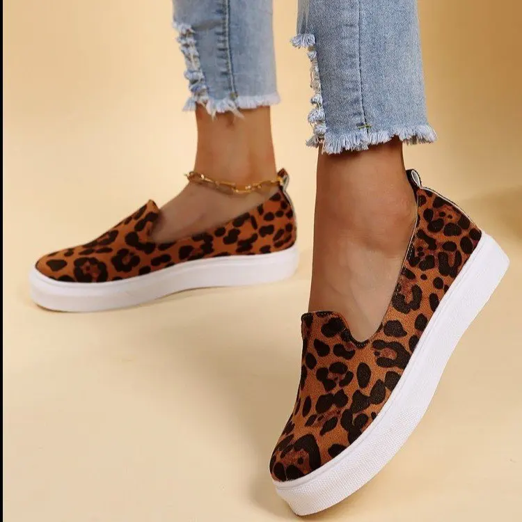 

Ladies Flat Leopard Print Shoes Shallow Mouth Ladies Sports Shoes Sports Shoes Ladies Flat Vulcanized Shoe Basket Femme