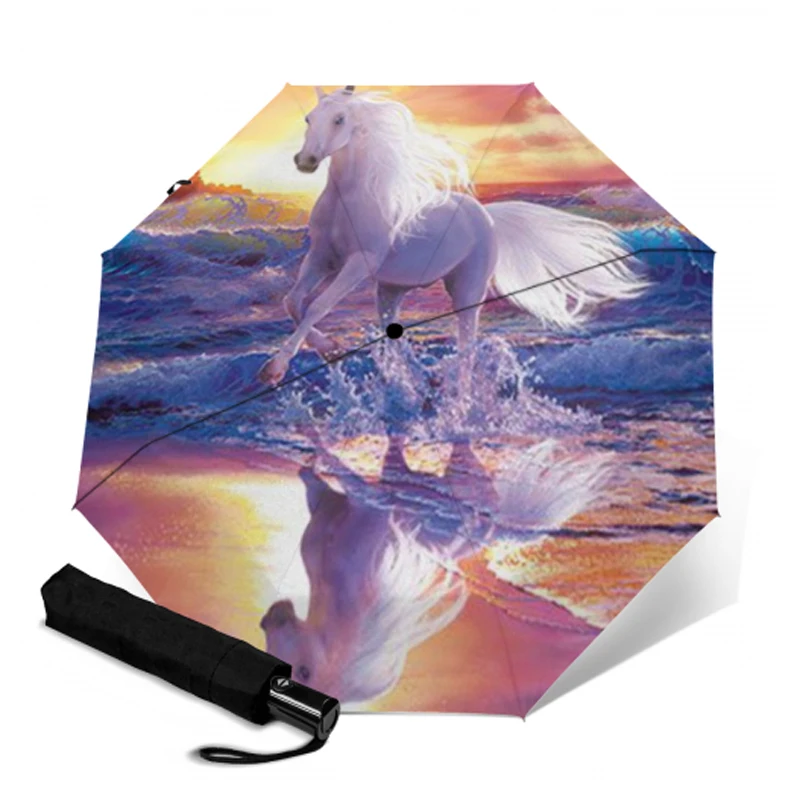 Прочные ветрозащитные автоматические зонтики тройного сложения зонтик от