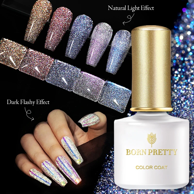 Отражающий Гель-лак BORN PRETTY 1 флакон 6 мл блестящий серебристый эффект замачивания