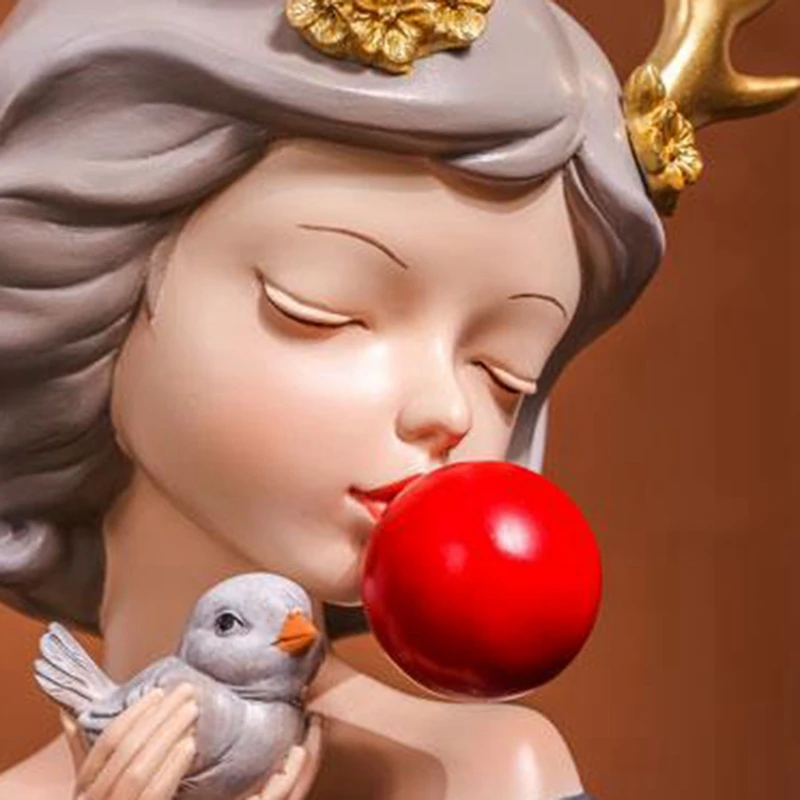 

Home Decoration Sculpture Bubble Gum Girl Statue Fashion Resin Figurine Modern Chic Cabinet Decoration