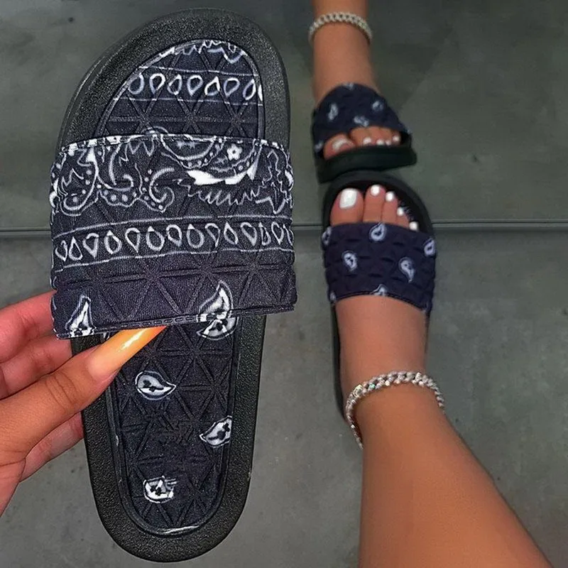 

Summer Sandals Flat Slippers 2021 Sewing Casual Ladies Shoes Graffiti Outdoor Flip-flops Beach Open Toe Sandals Chaussure Femme