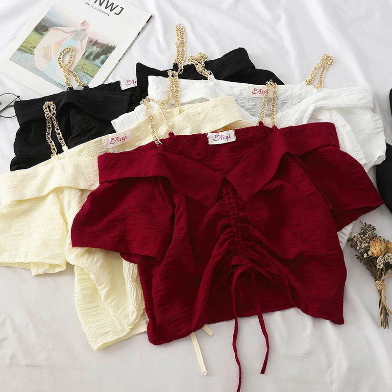 Женская рубашка с коротким рукавом Heliar короткая тонкими лямками одним словом