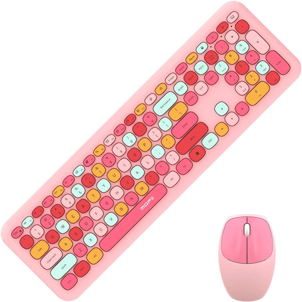 

2 In 1 Wireless Keyboard Mouse Combo 2.4G Wireless Mouse and Keyboard Set Cute 110 Keys Keyboard for PC Notebook Tablet Computer