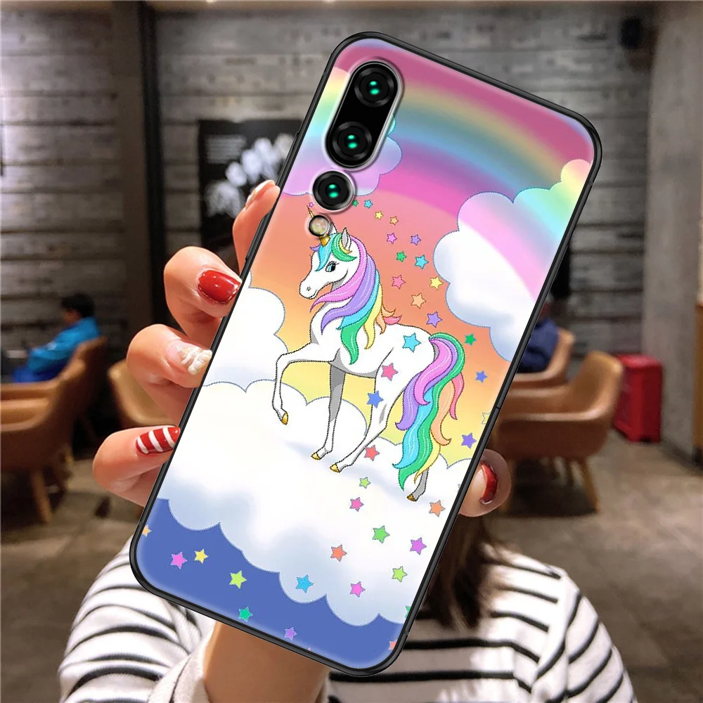 Милый мультяшный Радужный Единорог чехол для телефона Huawei P Mate P10 P20 P30 P40 10 20 Smart Z Pro