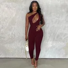 Комбинезон женский на одно плечо, с открытой спиной, облегающий, на лето, 2021