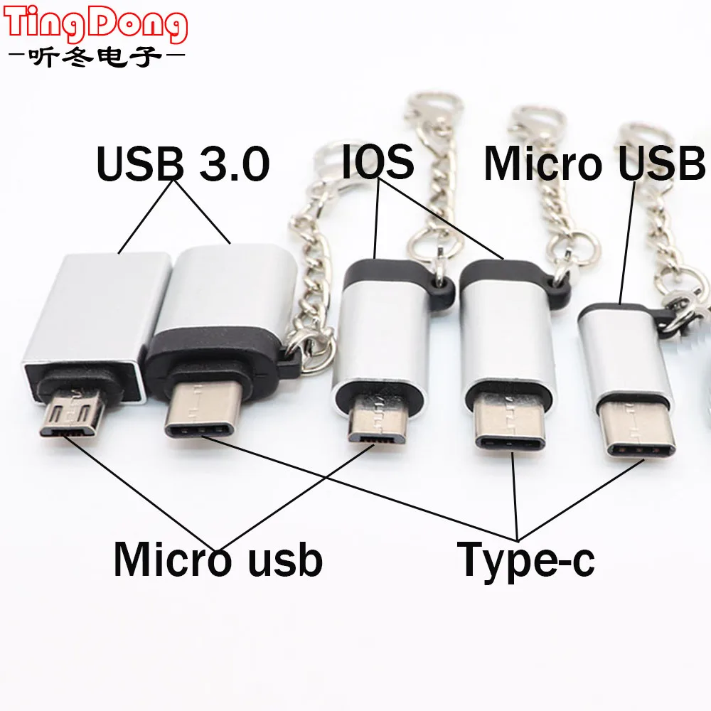 TingDong для зарядного устройства Type c Micro usb адаптер IOS /USB3.0 iPhone и Android C /Micro
