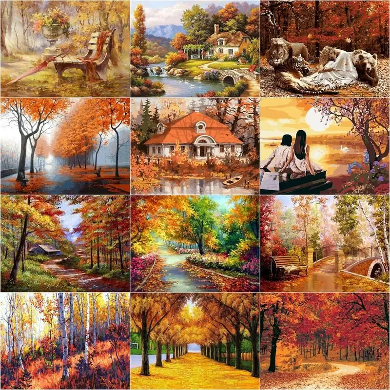 

Набор для рисования по номерам на холсте, Осенний пейзаж
