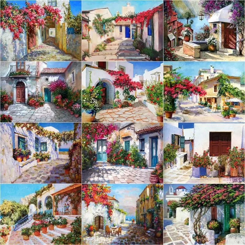 

GATYZTORY Painting By Numbers Houses Landcape Drawing On Canvas HandPainted Paintings Art Diy Pictures By Number Kits Home Decor