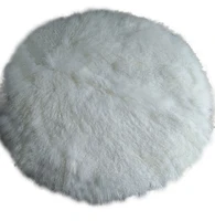 Large size round shape white long hair Mongolia sheepskin carpet real lamb fur rug