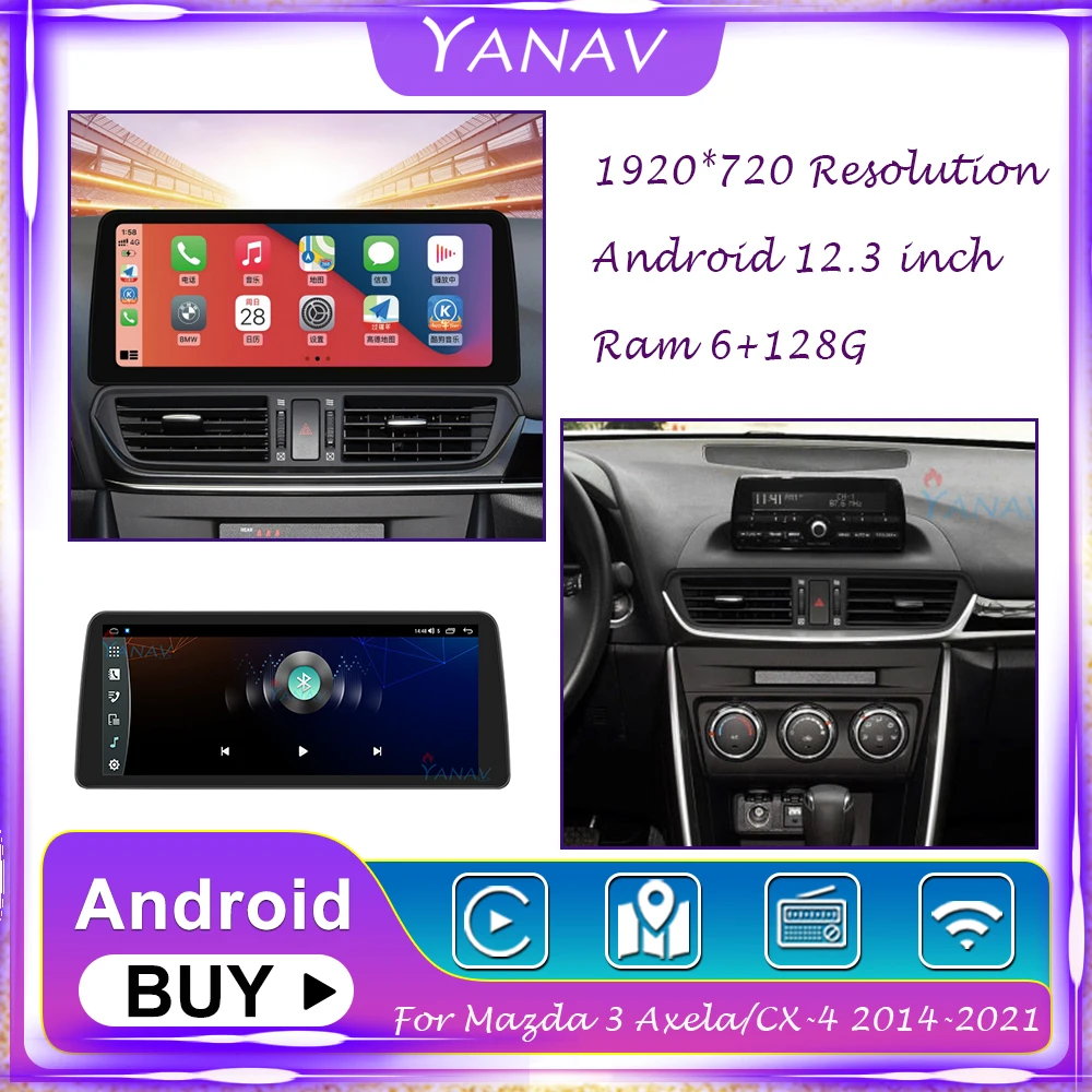 Для Mazda 3 Axela/CX-4 2014-2021 GPS-навигация Android 2 Din автомагнитола встроенный Carplay стереоприемник Мультимедийный MP3-плеер