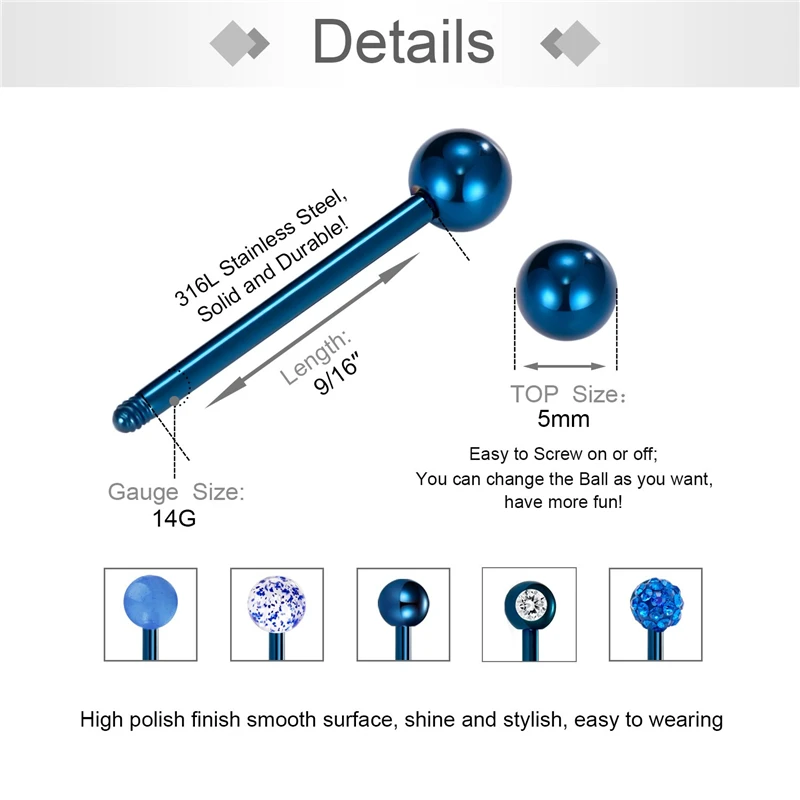 JFORYOU14G кольца для сосков 12mm14mm16mm18mm хирургические стальные сверкающие