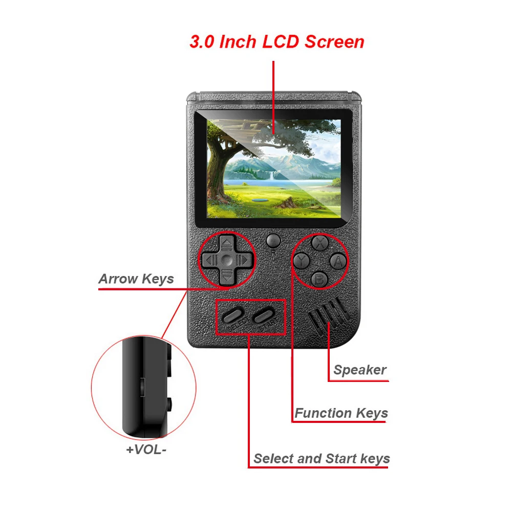Классическая портативная игровая консоль ретро электронный геймпад коробка 3 0