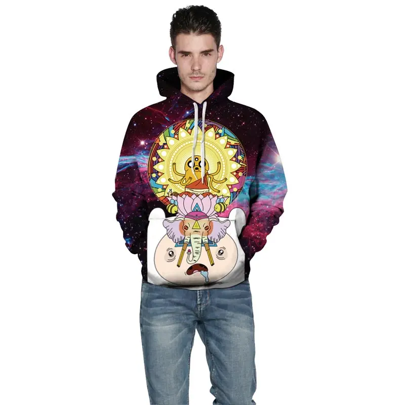 

New Fashion Men/Women Hoodies 3D Print Space Galaxy Elephant Pullover Hooded Sweatshirts Hoody With Big Pockets DM073