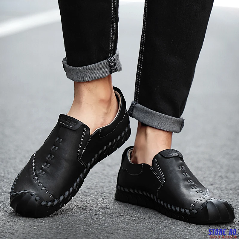 

Large Size 38-48 Men Fashion Genuine Leather Casual Loafers Soft Comfortable Breathable Flats Shoes Men Moccasins Driving Shoes