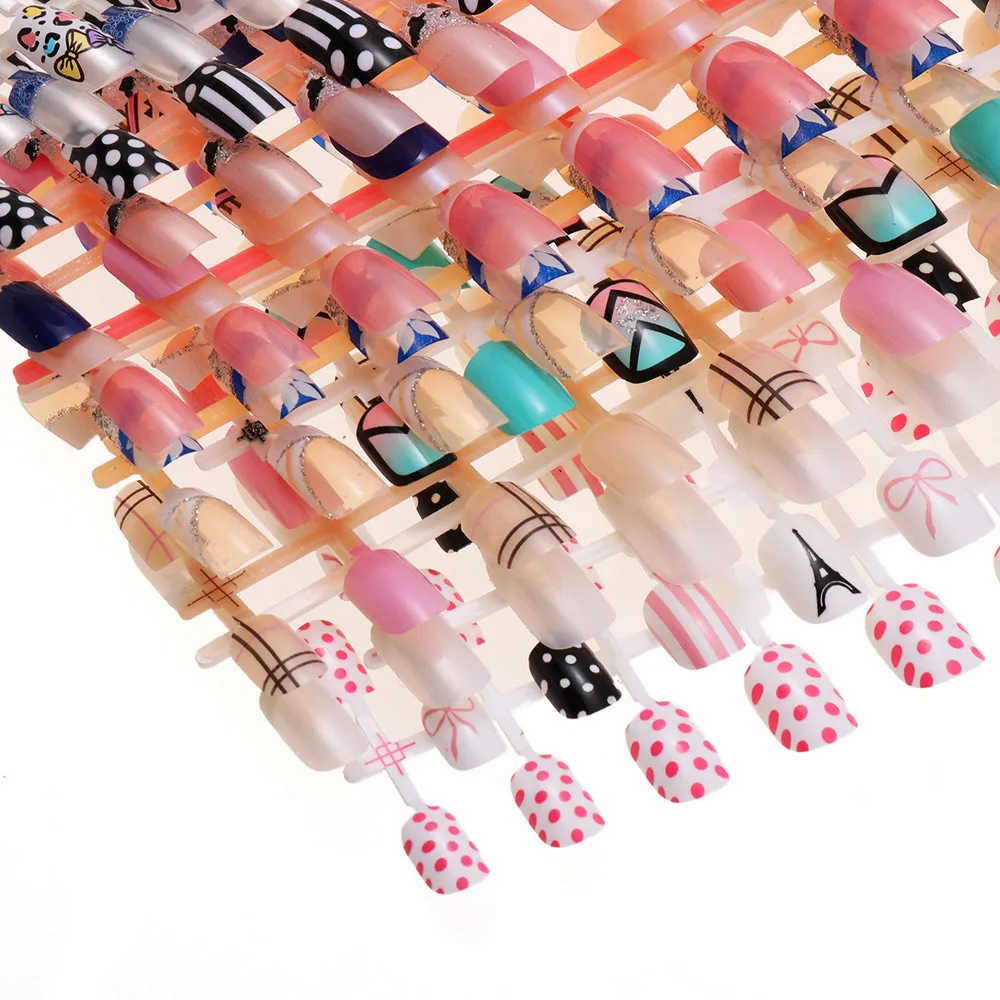 24 шт. 20 цветных накладных ногтей во французском стиле|Накладные ногти| |