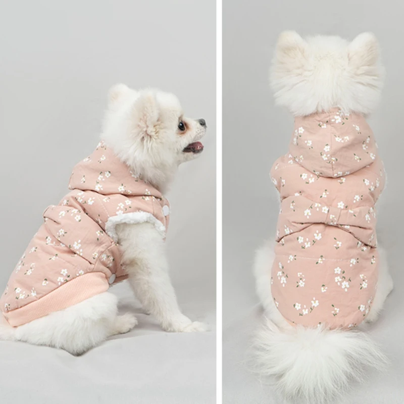 

Winter Warm Dog Clothes Dot Printed Pet Dogs Coat Jacket Puppy Cat Outdoor Clothing Hoodies Vest For Yorkshire Teddy Outfit