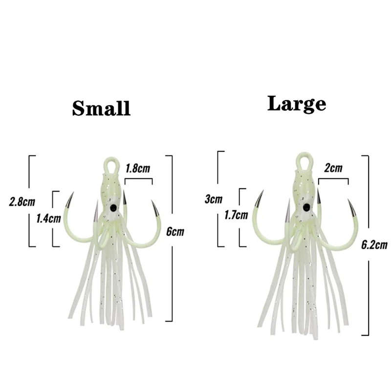 

5pcs Fishing Soft Bait Squid Luminous Barbed Fish Hook Fishing Accessories Lures Artificial Crankbait Fishing Lures
