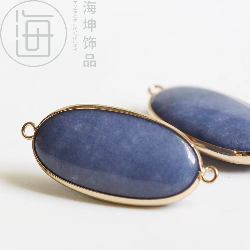 Ремесло поставка камень золотой тон в рамке около овальной 41*19 мм (ZH651 2)|Бусины| |