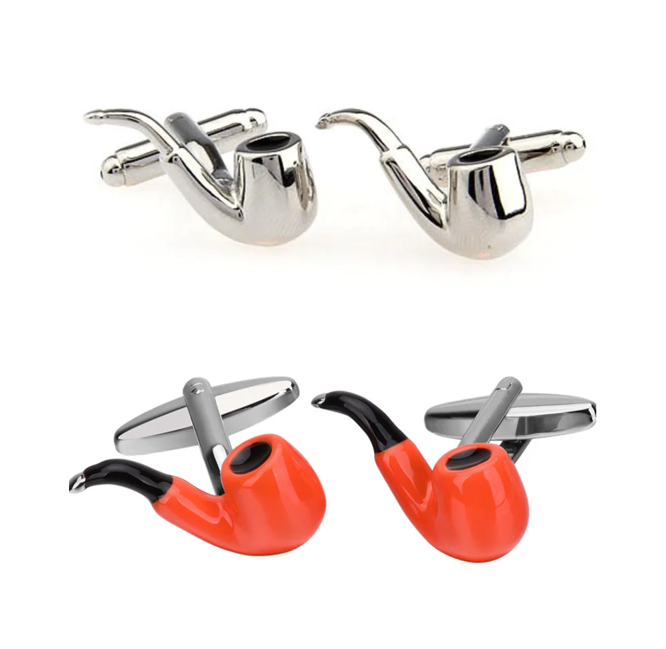 10 пар манжетных кнопок для трубок для курения с держателем для сигарет из меди и эмалированных мужских украшений - подарок на День отца.