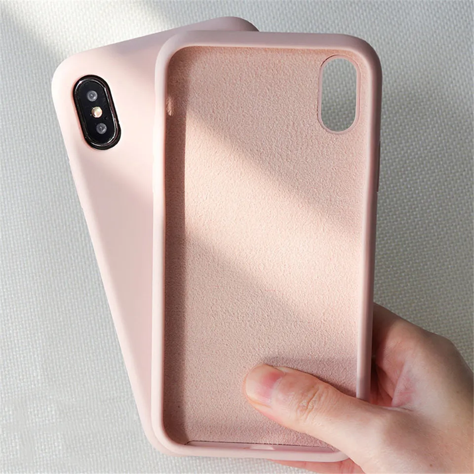 Original Simple Color Silicone Phone Case for iPhone 6 6S 7 8 Plus Cute Candy Color Soft Back Cover for iPhone XR XS Max Cases
