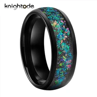 8mm black tungsten carbide ring wedding band galaxy crushed opal inlay for men women engagement rings brushed finish comfort fit