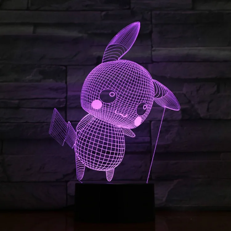 F VCity 3D Ночная серия Покемон Пикачу светодиодный светильник домашняя спальня атмосферное освещение Декор акриловая пластина Сенсорное Дистанционное черное основание - Испускаемый цвет: F