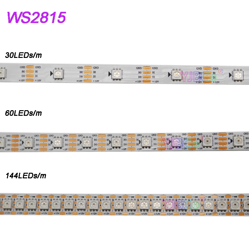 

1m/2m/3m/4m /5m WS2815 LED Strip DC12V Individually Addressable WS2812B WS2813 Updated 5050 RGB Dual-Signal 30/60/144 Pixels/m