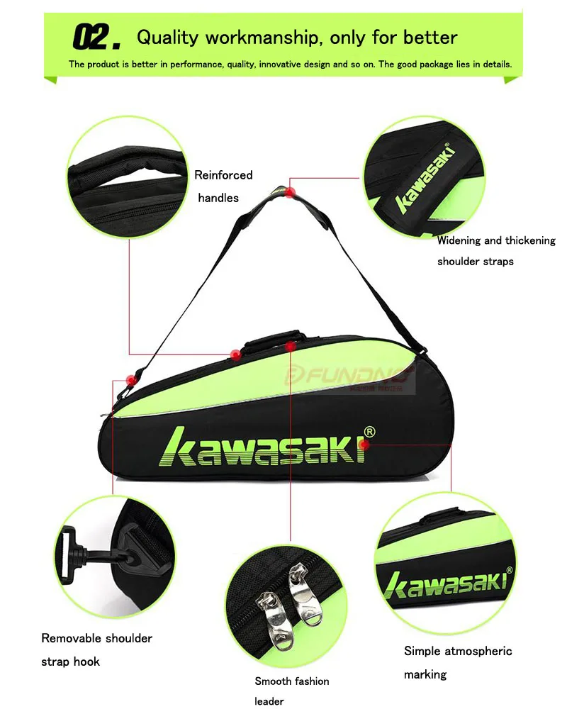 Kawasaki, сумка для бадминтона, большая емкость, для игры в теннис, сквош, водонепроницаемый рюкзак для спортсмена, 4-6 шт., спортивная сумка для ракетки