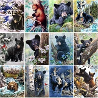 bear diamond painting kit animal crossing carnivore embroidery cross gift diy forest mosaic artist home cross stitch decoration
