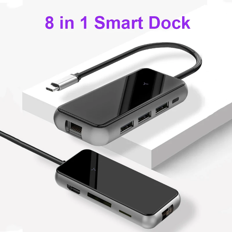 Док станция Basix USB C HUB 3 0 HDMI RJ45 Type Adapter для MacBook Pro Air huawei MATE20 Samsung S8 TYPE HUB|USB-хабы| |