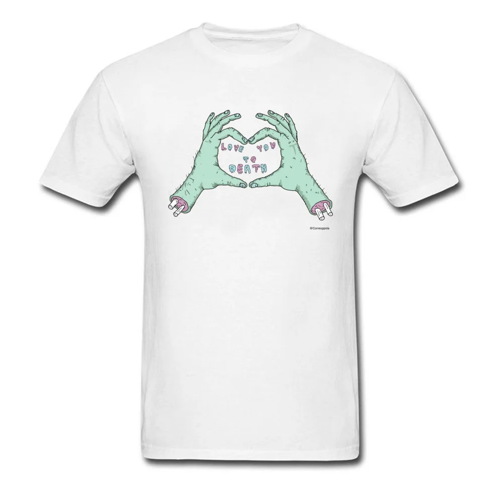 

Kohpweran Halloween Valentines Tops Black Clothes Strange Love You To Death 2021 Goth Cartoon T-shirt Men Lover T Shirt