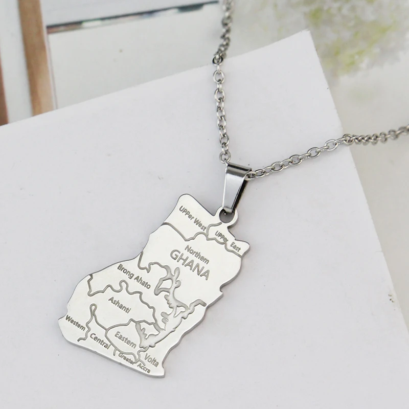 Модная подвеска из нержавеющей стали золотого и серебряного цвета с картой Ганы