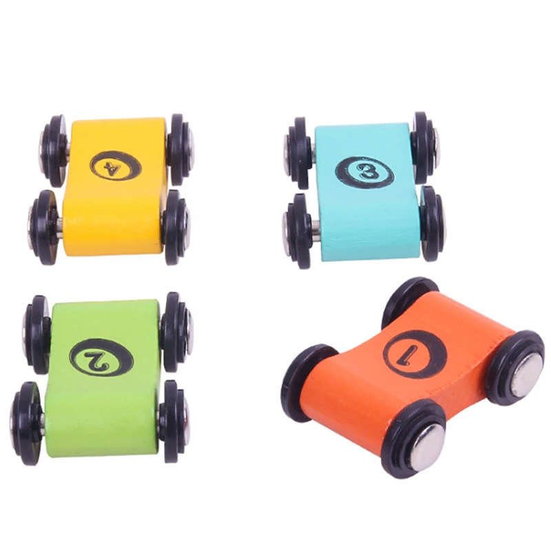 

2pcs/set Wooden Children's Slide Car Trolley Track Slide Car Inertia Pull Back Glider Toy Mini Car