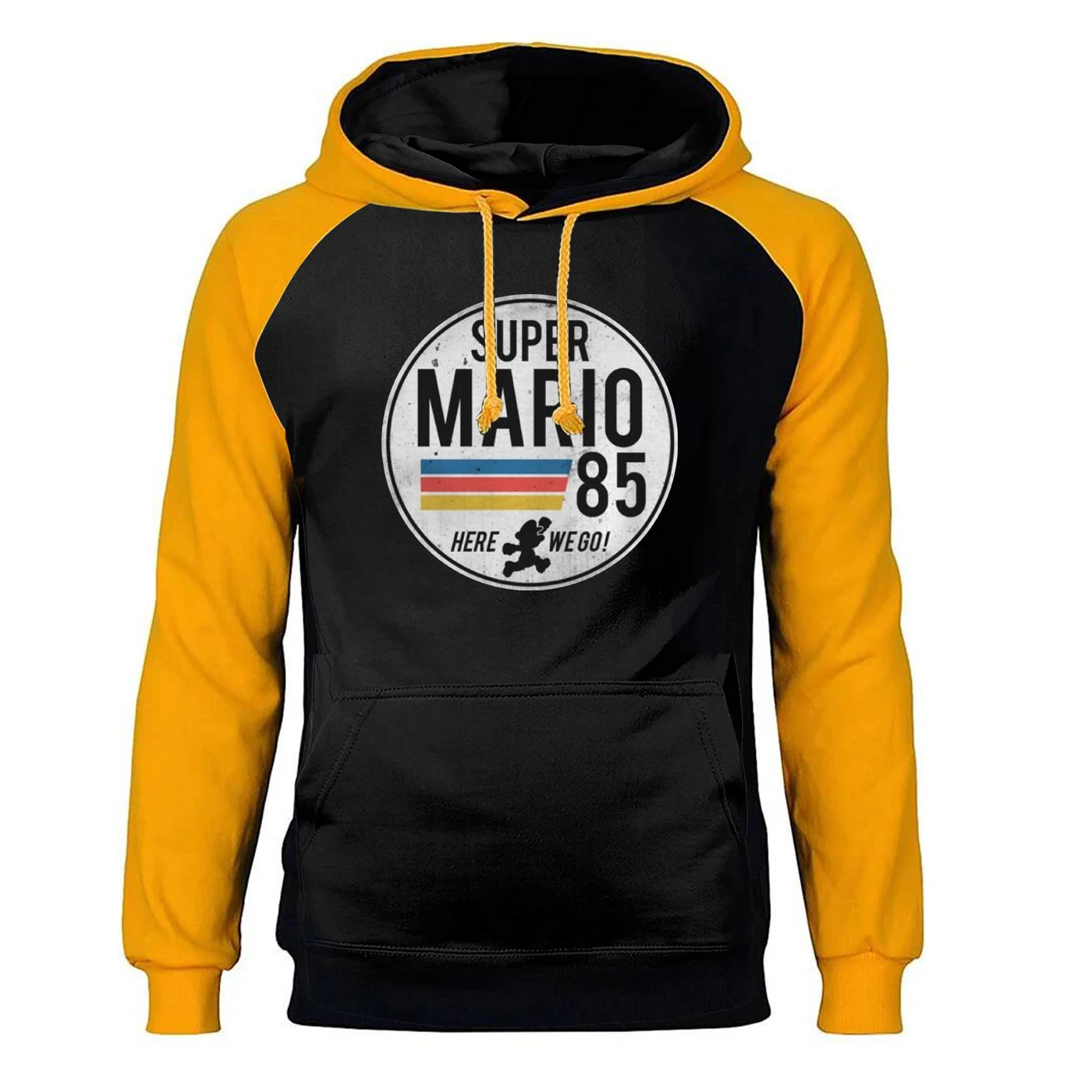 Yellow Black 6 Супер Марио 85 толстовки для мужчин реглан толстовки с капюшоном Толстовка бренд зима осень флис теплая игра Спортивная Мужская s - Color: Yellow Black 6