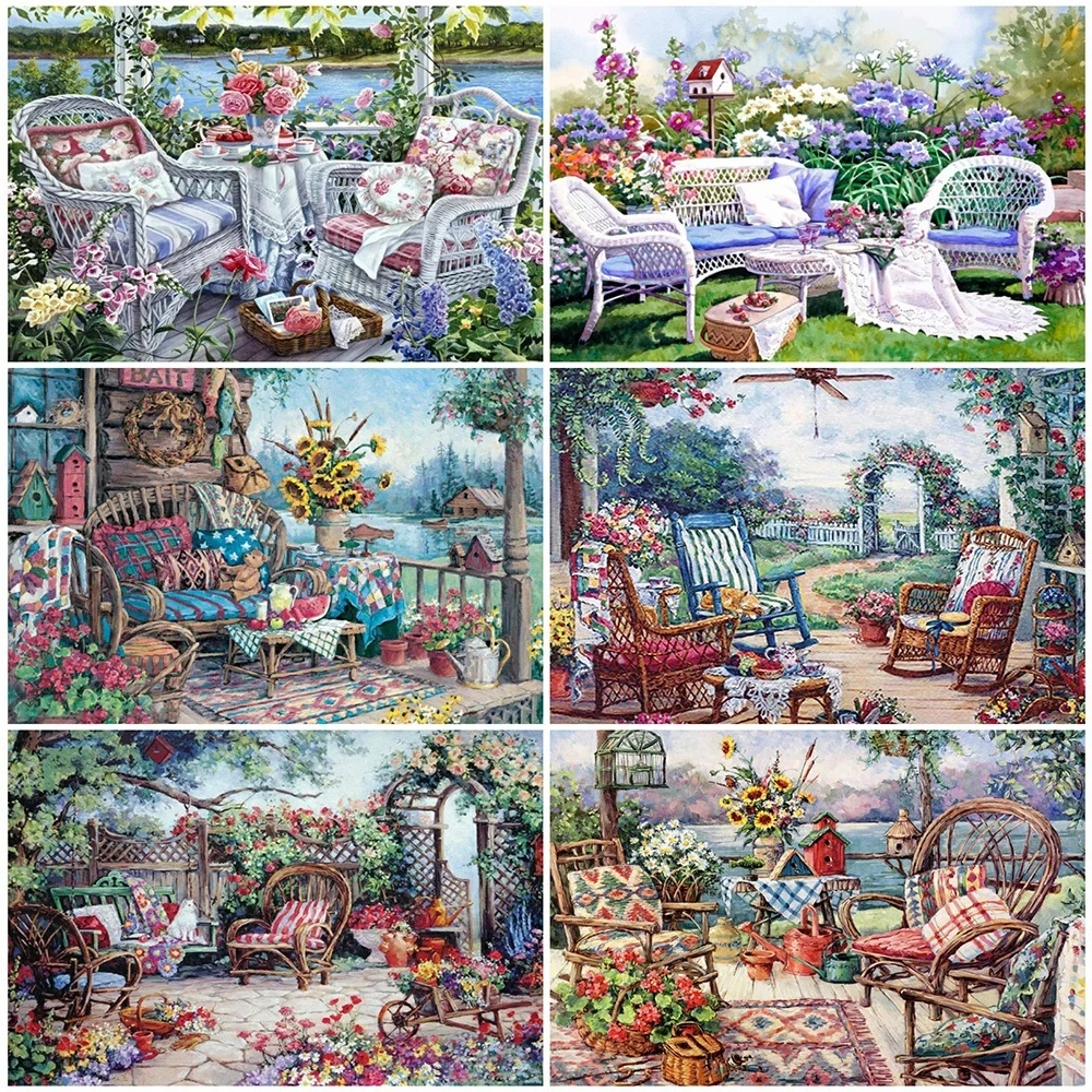 

5D DIY Diamond Painting Full Drill Garden Mosaic Diamond Embroidery Landscape Picture Rhinestone Cross Stitch Wall Art Poster