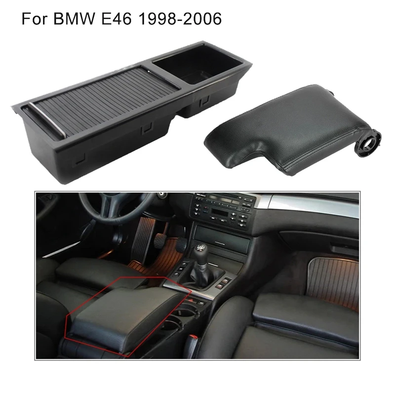 

Автомобильная Передняя центральная консоль коробка для хранения подстаканник для напитков + подлокотник чехол для BMW E46 3 серии 1999-2005 51167038323