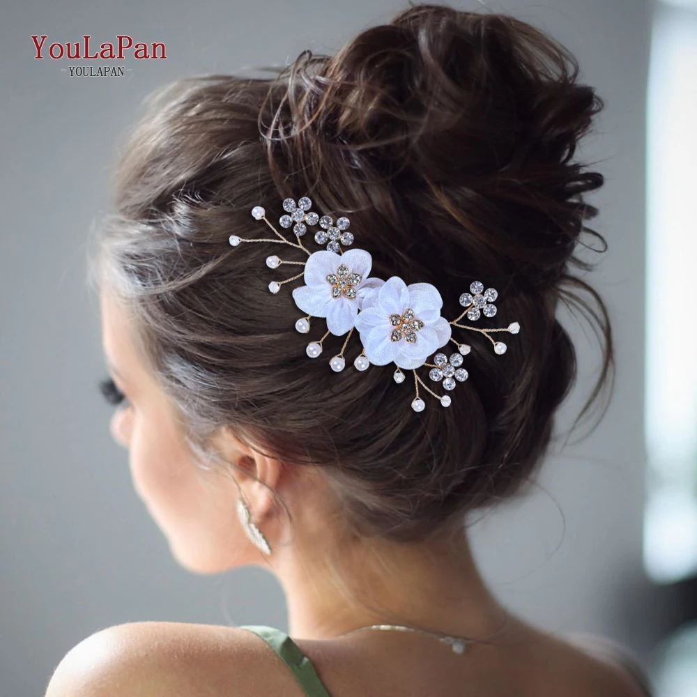 

TOPQUEEN HP151 Handmade Bridal Headpiece Elegant Organza Flower Bridal Hair Comb Wedding Headwear Bridal Headdress Hair Clips