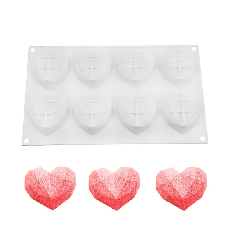 

Silicone 8-Cavity Diamond Molds Baking Tools For Cakes Chiffon Mousse Dessert Bakeware Tools Decoration Accessories