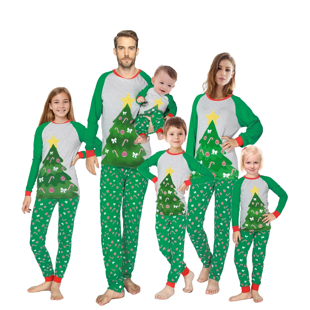 

2021 Семейные рождественские одинаковые пижамы, одежда для мамы, дочери, отца, сына, детей, одежда для сна, Рождественская елка, семейный образ,...