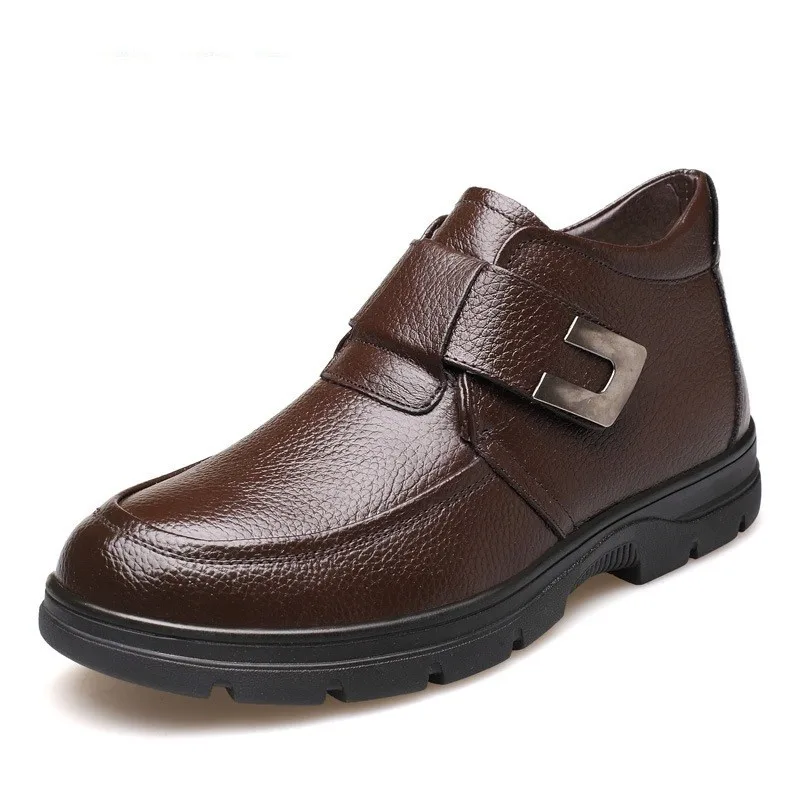 Мужская зимняя обувь Теплые удобные зимние Ботинки Martin из натуральной кожи в