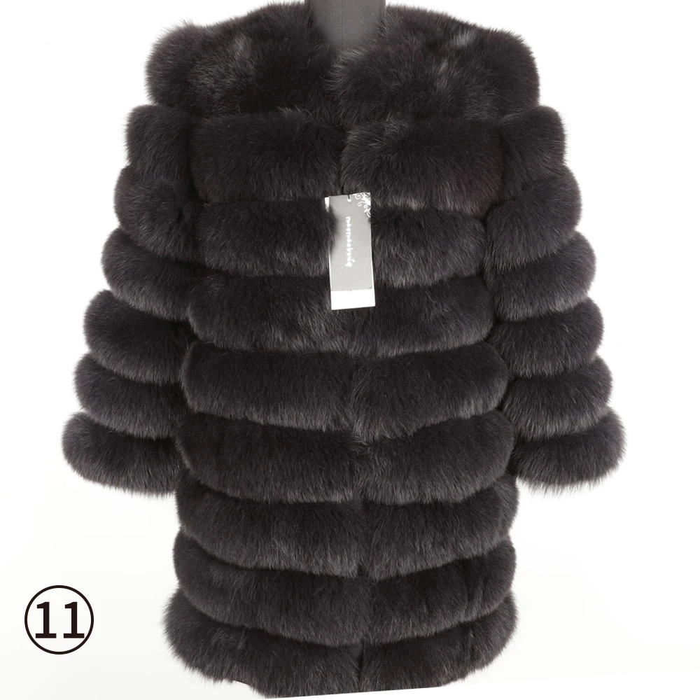 long coat-6 Maomoackong2019 модная новая стильная куртка с натуральным лисьим мехом, Тонкая зимняя женская куртка с круглым вырезом и натуральным мехом, кожаная жилетка для девочек - Цвет: long coat-6