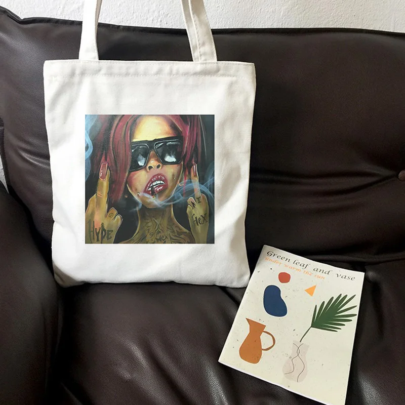 

Fashion Punk Sunglasses Girl Shoulder Canvas Bags Color Harajuku shopping bag Trendy Handbag Large Capacity Women Bag Wallet